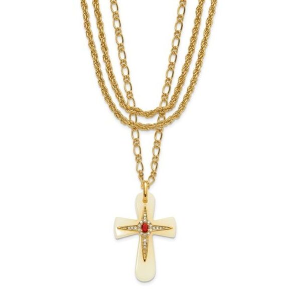 Jackie Kennedy Swarovski Crystal Brazilian Cross Necklace by Camrose and Kross - Picture 1 of 2